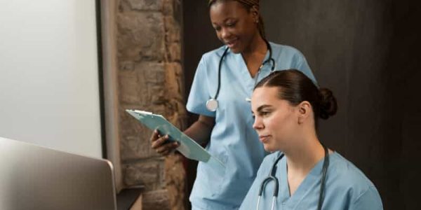 two-female-nurses-working-clinic-scrubs